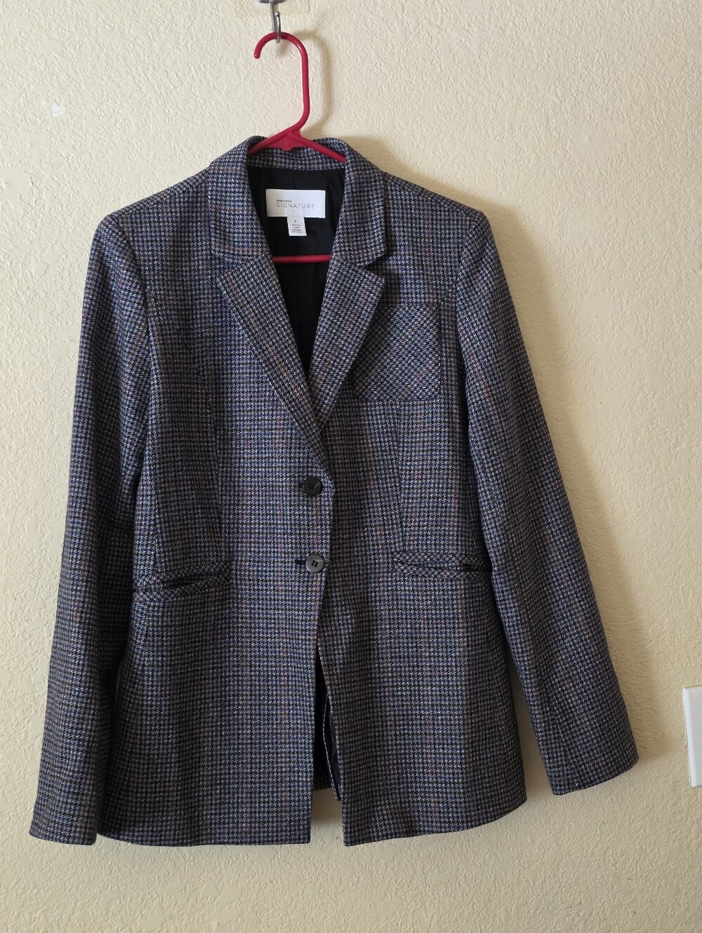 Nordstrom Signature Women’s Two-Button Houndstooth Blazer - Black/Brown Size 8